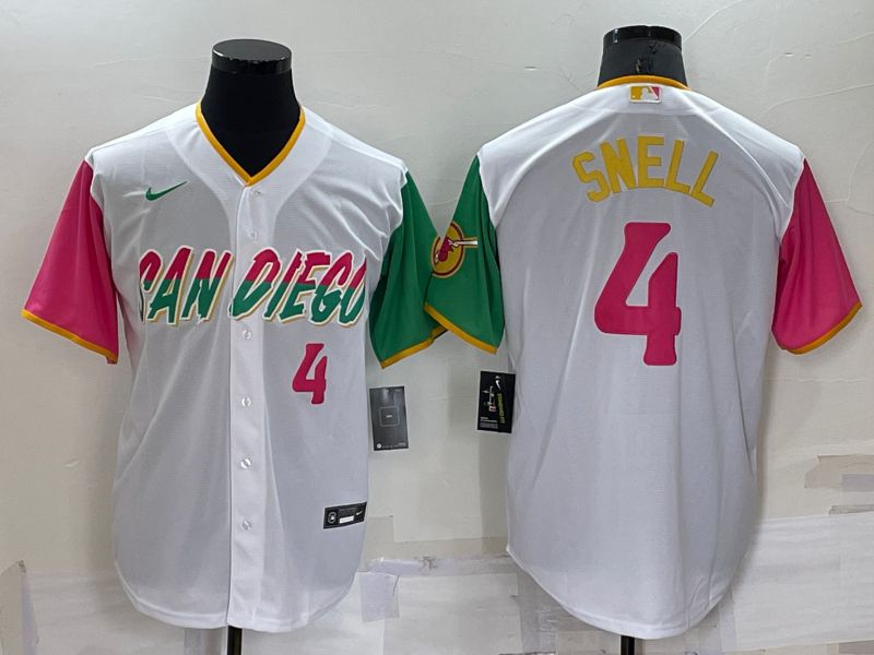 Men San Diego Padres 4 Snell White City Edition Game Nike 2022 MLB Jerseys
